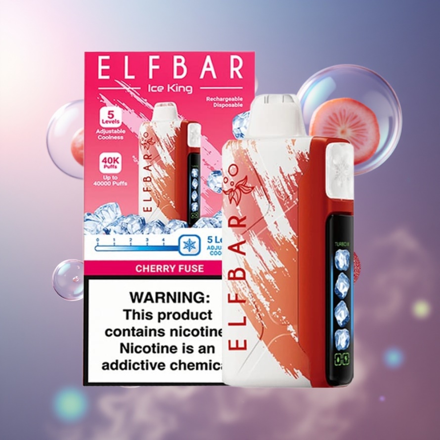 Elf Bar Ice King 40000 Puffs Svensk Grossist Engångsvape Körsbärssmält med LCD-display & Justerbart Kylningssystem