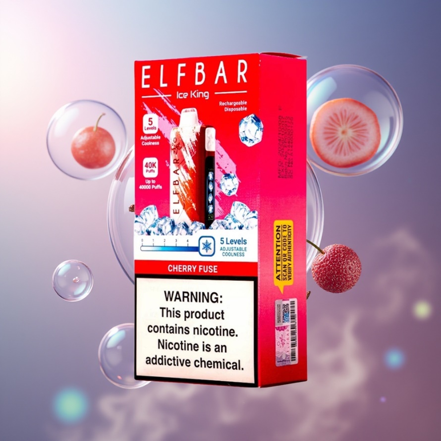 Elf Bar Ice King 40000 Puffs Svensk Grossist Engångsvape Körsbärssmält med LCD-display & Justerbart Kylningssystem