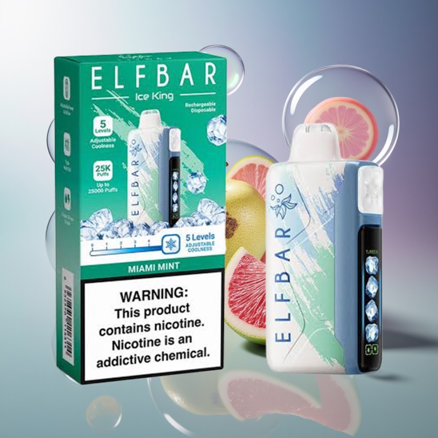 Elf Bar Ice King 40000 Puffs Svensk Grossist Engångsvape Miami Mynta med LCD Display & Justerbart Kylning