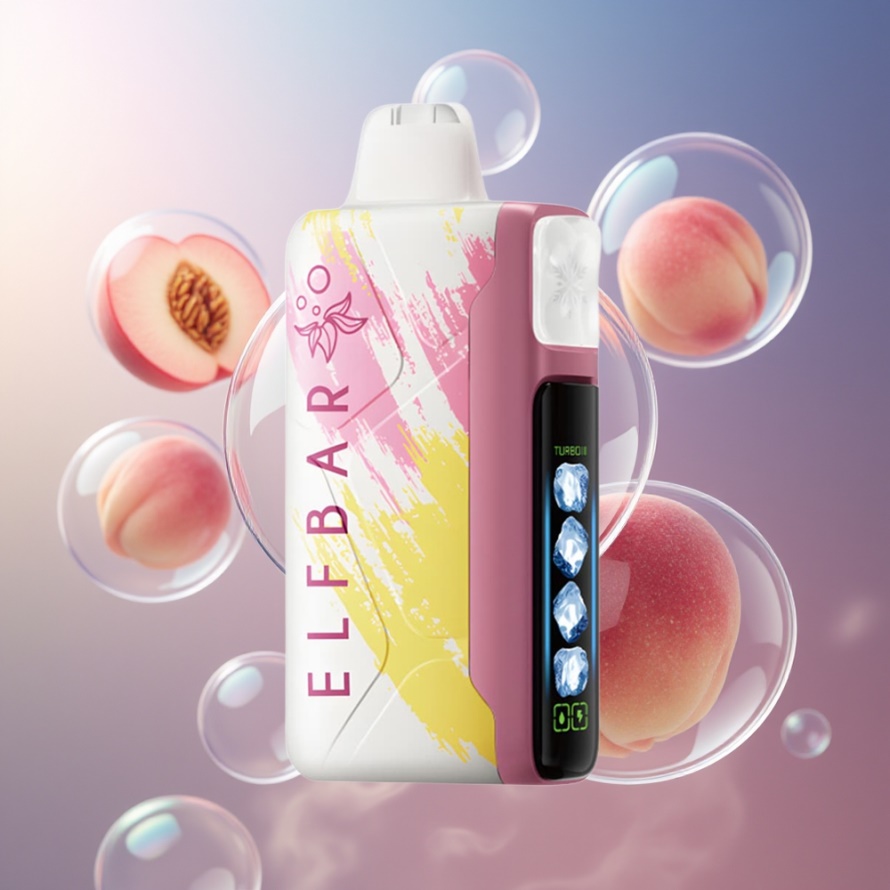 Elf Bar Ice King 40000 Puffs Svensk Grossist Engångsvape Persika+ med 20ml E-Liquid & LCD Display