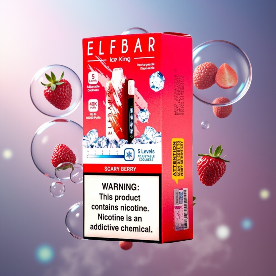 Elf Bar Ice King 40000 Puffs Svensk Grossist Engångsvape Skrämmande Bär med LCD Display & 20ml E-Liquid