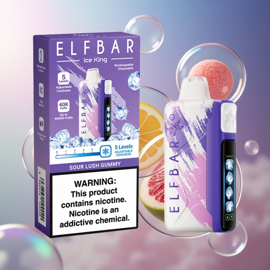 Elf Bar Ice King 40000 Puffs Svensk Grossist Engångsvape Sur Lusgodis med LCD & Justerbart Kylning