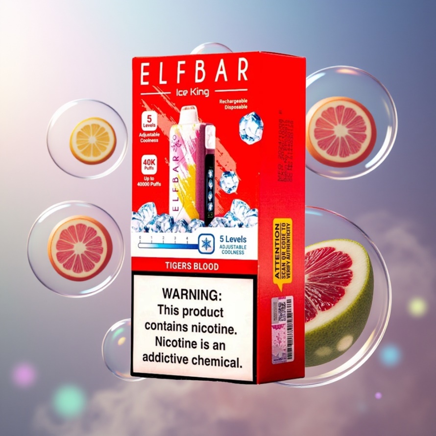 Elf Bar Ice King 40000 Puffs Svensk Grossist Engångsvape Tigers Blod med LCD Display & 20ml E-Liquid