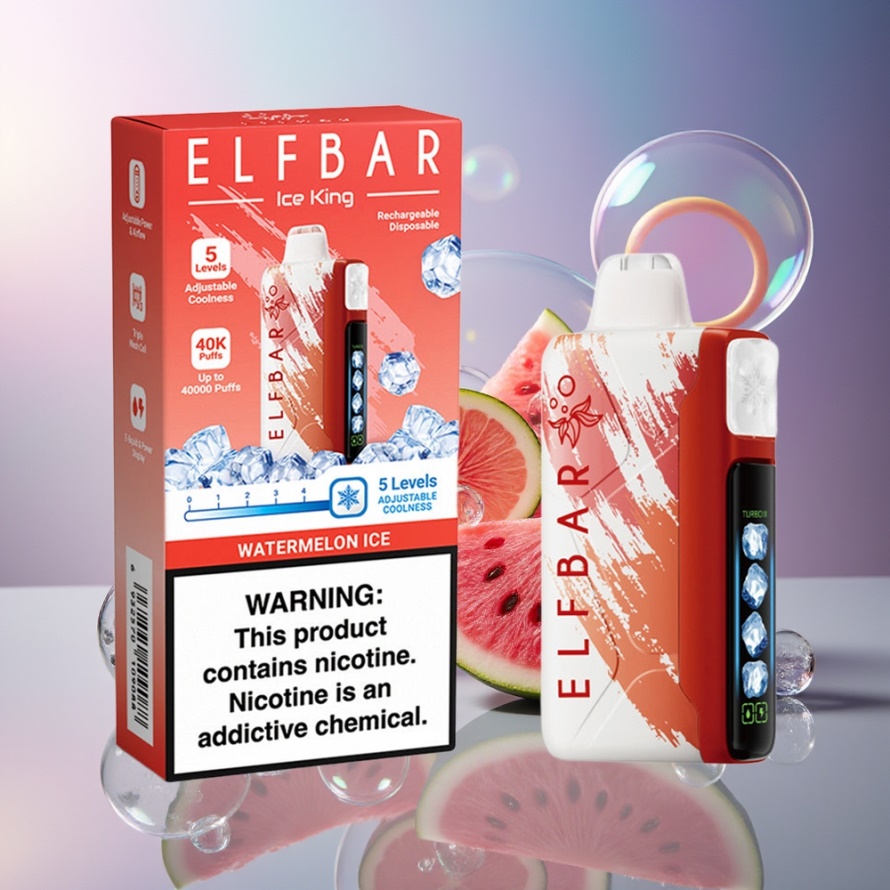 Elf Bar Ice King 40000 Puffs Svensk Grossist Engångsvape Vattenmelon Is med LCD-display och 5 Kylnivåer