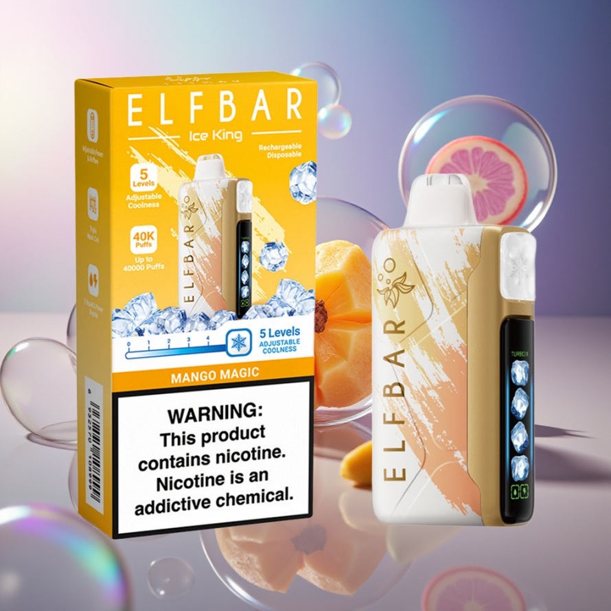 Elf Bar Ice King 40000 Puffs Svensk Grossist Återuppladdningsbar Mangomagi med LCD-display och 5 kylnivåer