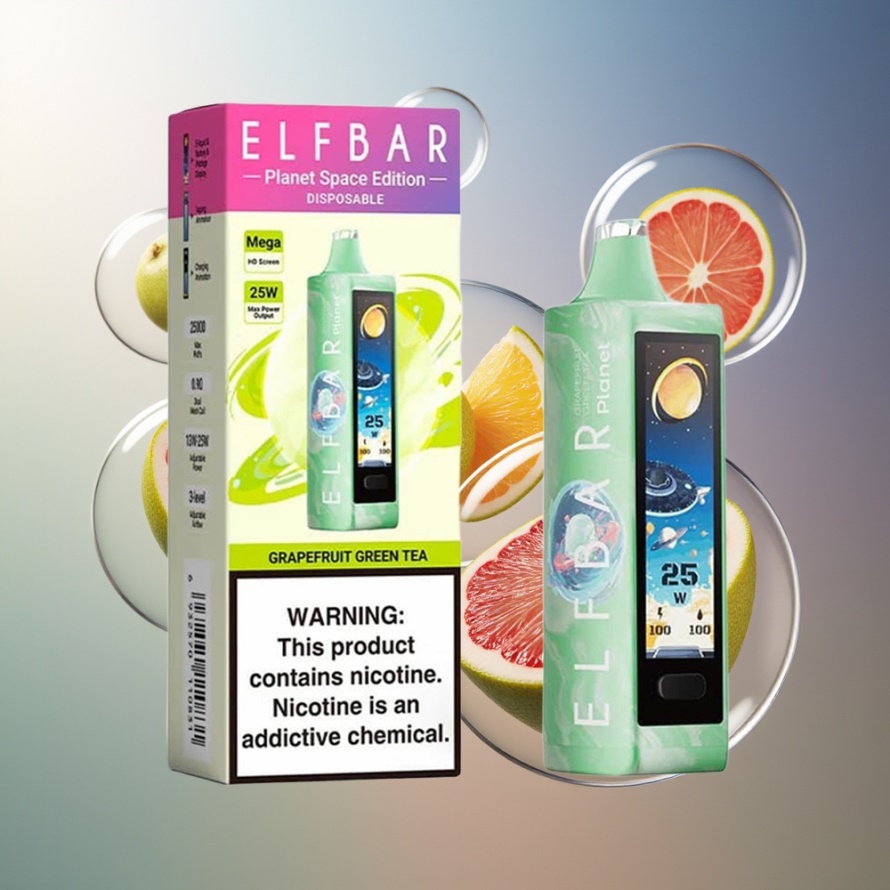 Elf Bar Planet 25000 Puffs Engångs Vape Grapefrukt Grönt Te svensk grossist Mesh Coil 800mAh