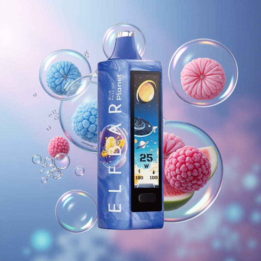 Elf Bar Planet 25000 Puffs Engångsvape Blå Hallon Is med Mesh Coil & 800mAh Batteri – Svensk Grossist