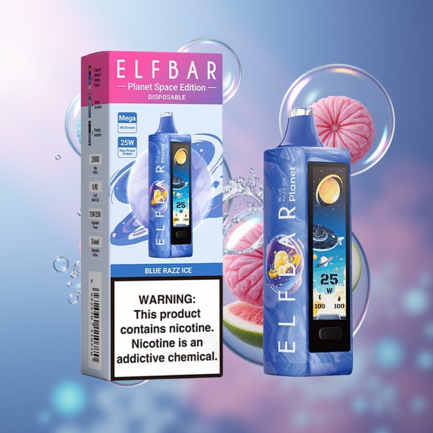 Elf Bar Planet 25000 Puffs Engångsvape Blå Hallon Is med Mesh Coil & 800mAh Batteri – Svensk Grossist