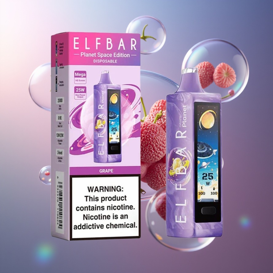 Elf Bar Planet 25000 Puffs Engångsvape Druva Svensk Grossist 5% Nikotin 800mAh 18ml Mesh