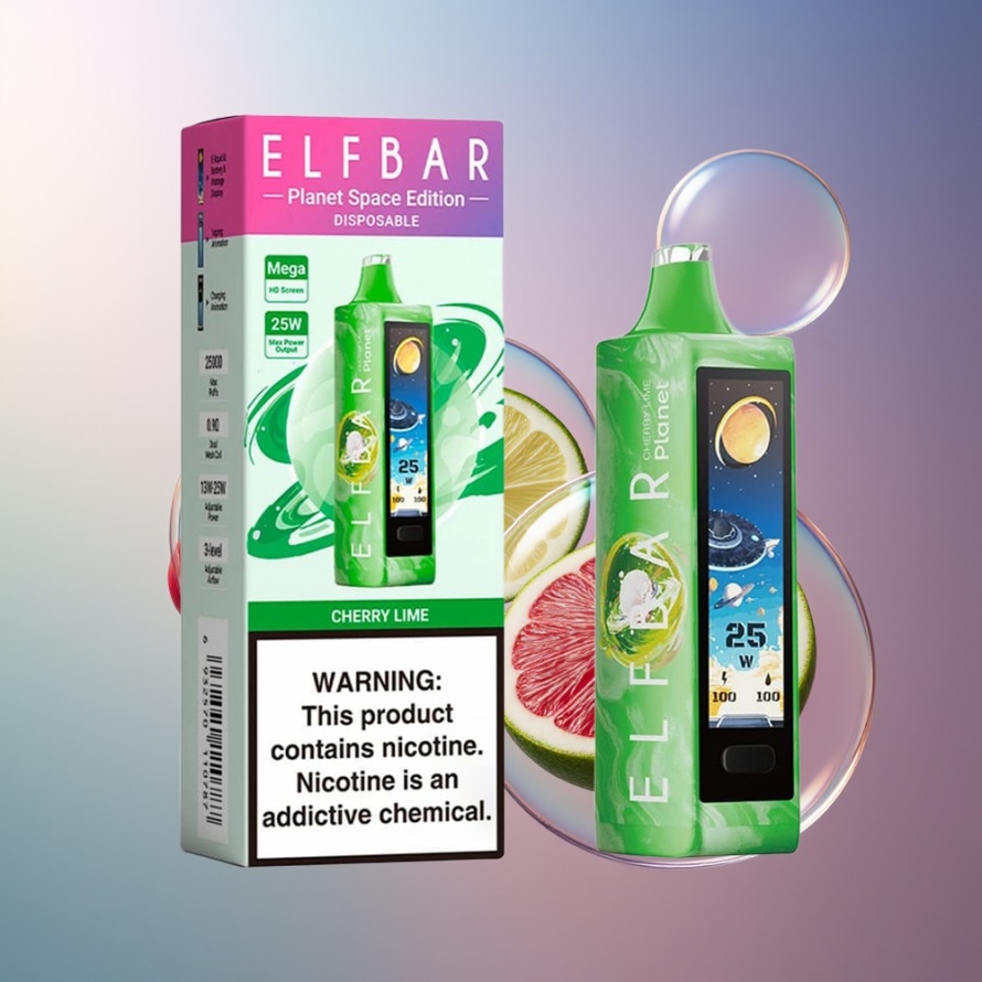 Elf Bar Planet 25000 Puffs Engångsvape Körsbär Lime med Mesh Coil & 800mAh - svensk grossist