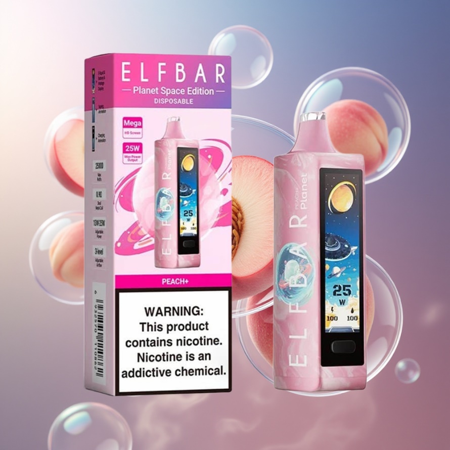 Elf Bar Planet 25000 Puffs Engångsvape Persika+ Svensk Grossist med 18ml & Mesh Coil