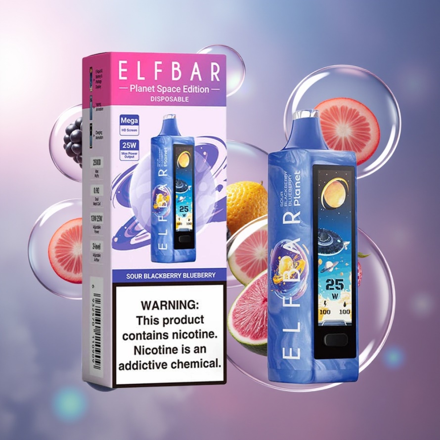 Elf Bar Planet 25000 Puffs Engångsvape Sur Svartbjörn Blåbär svensk grossist Mesh Coil 800mAh 18ml