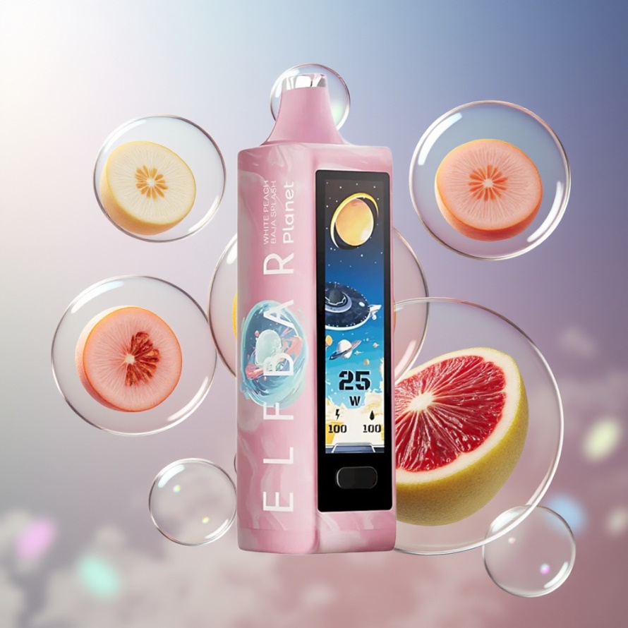 Elf Bar Planet 25000 Puffs Engångsvape Vit Persika Baja Splash Svensk Grossist Mesh Coil 800mAh