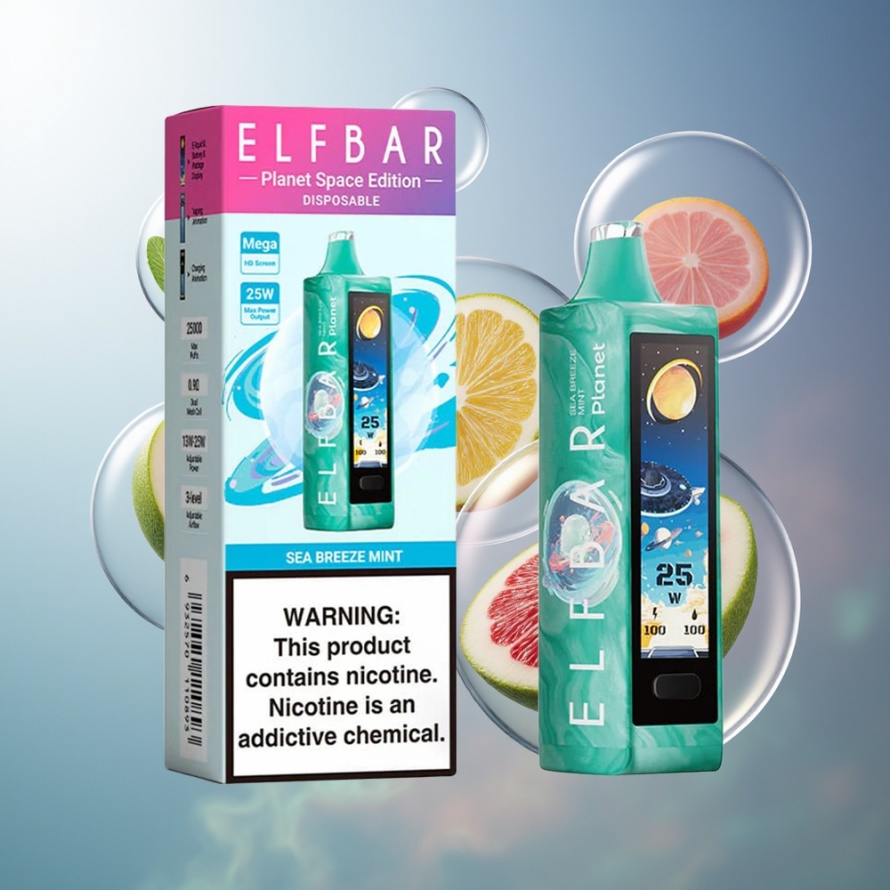 Elf Bar Planet 25000 Puffs Svensk Grossist Engångsvape Havsbris Mynta Mesh Coil 800mAh