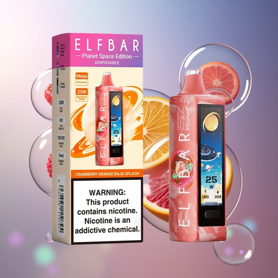 Elf Bar Planet 25000 Puffs Svensk Grossist Engångsvape Tranbär Apelsin Baja Splash med Mesh Coil