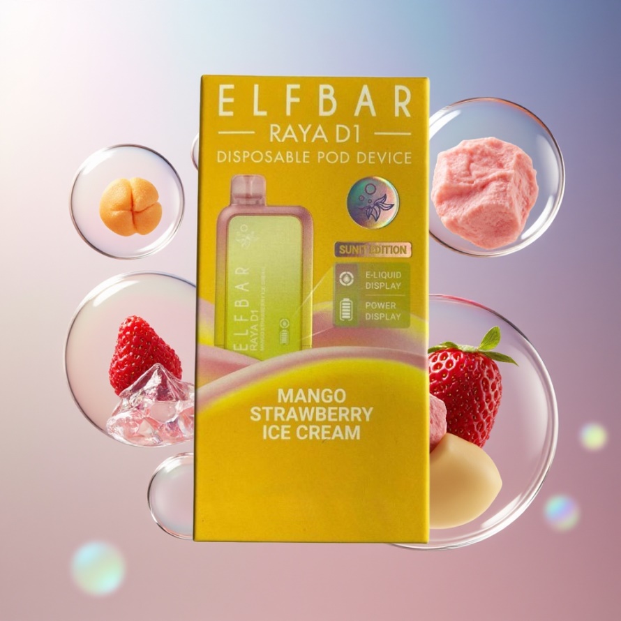 Elf Bar Raya D1 13000 Puffs Engångsvape Mango Jordgubb Glass – Svensk Grossist