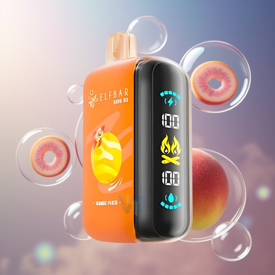 ELF BAR RAYA D3 25000 Puffs Engångs Vape Mango Persika Svensk Grossist 850mAh 23ml Typ-C