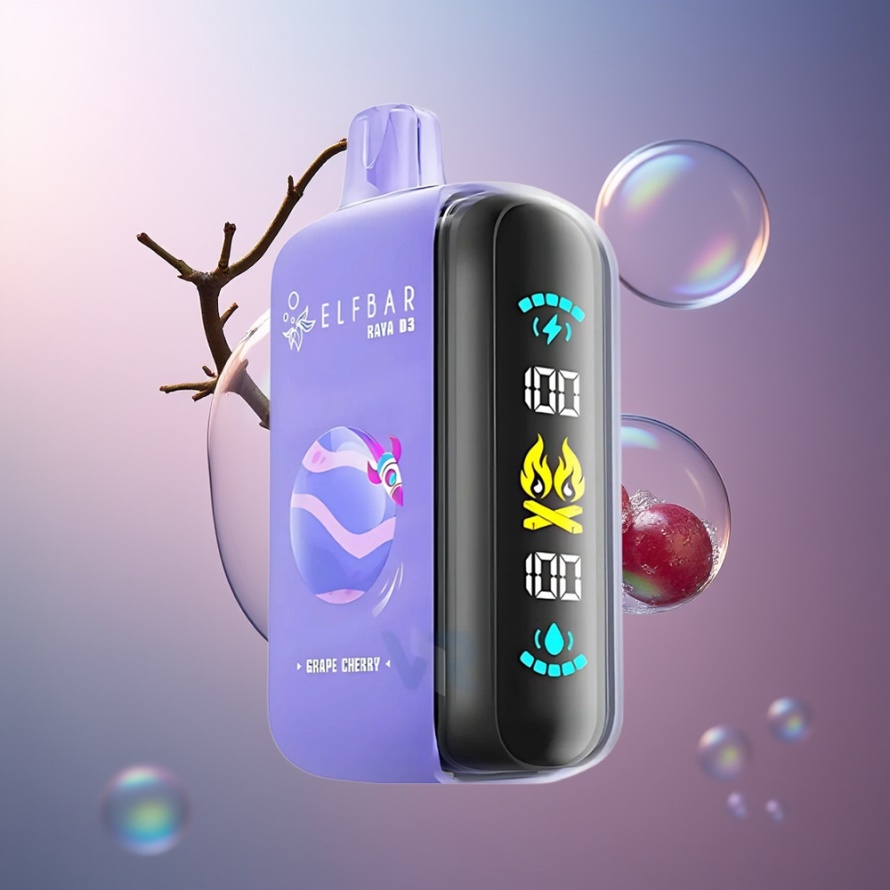 ELF BAR RAYA D3 25000 Puffs Svensk Grossist Engångs Vape Druva Körsbär 850mAh 23ml Typ-C Skärm
