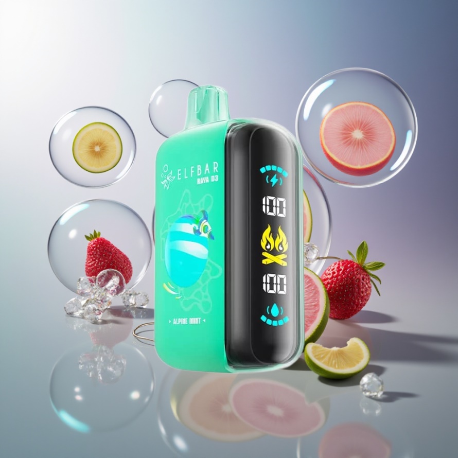 ELF BAR RAYA D3 25000 Puffs Svensk Grossist Engångsvape Alpin Mynta 23ml 850mAh Type-C