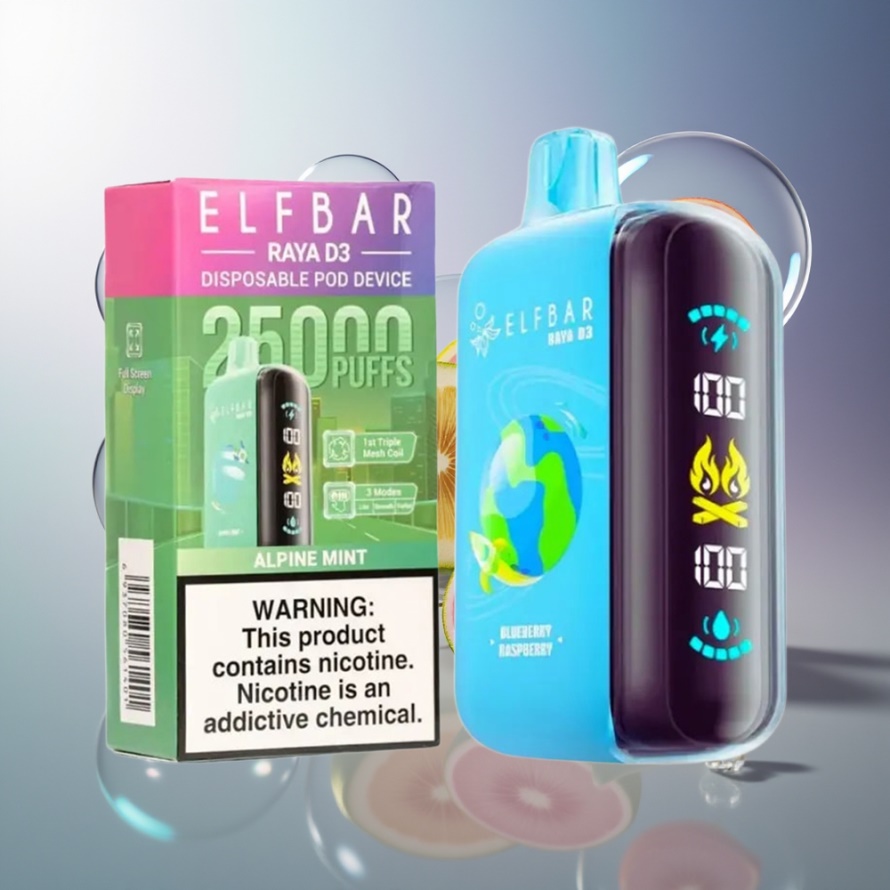 ELF BAR RAYA D3 25000 Puffs Svensk Grossist Engångsvape Alpin Mynta 23ml 850mAh Type-C