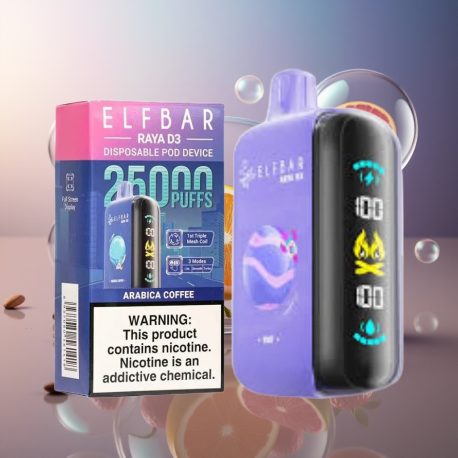 ELF BAR RAYA D3 25000 Puffs Svensk Grossist Engångsvape Arabica Kaffe 850mAh Type-C