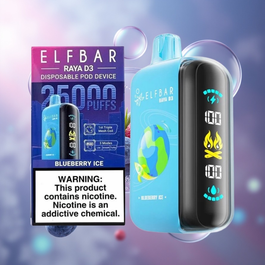 ELF BAR RAYA D3 25000 Puffs Svensk Grossist Engångsvape Blåbär Is med 850mAh & 23ml