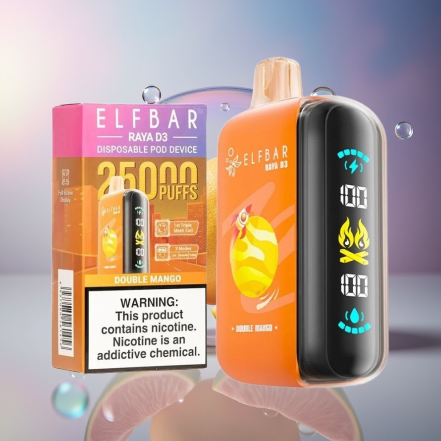 ELF BAR RAYA D3 25000 Puffs Svensk Grossist Engångsvape Dubbel Mango 850mAh 23ml Type-C