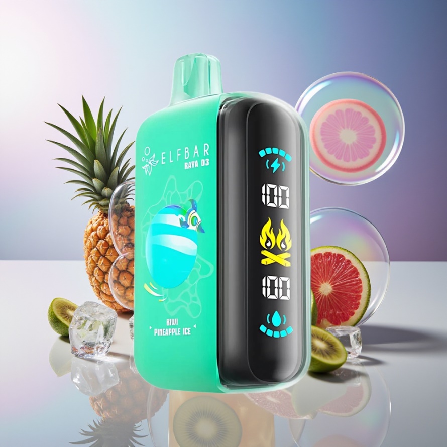 ELF BAR RAYA D3 25000 Puffs Svensk Grossist Engångsvape Kiwi Ananas Is (850mAh, 23ml, 5%, Type-C)