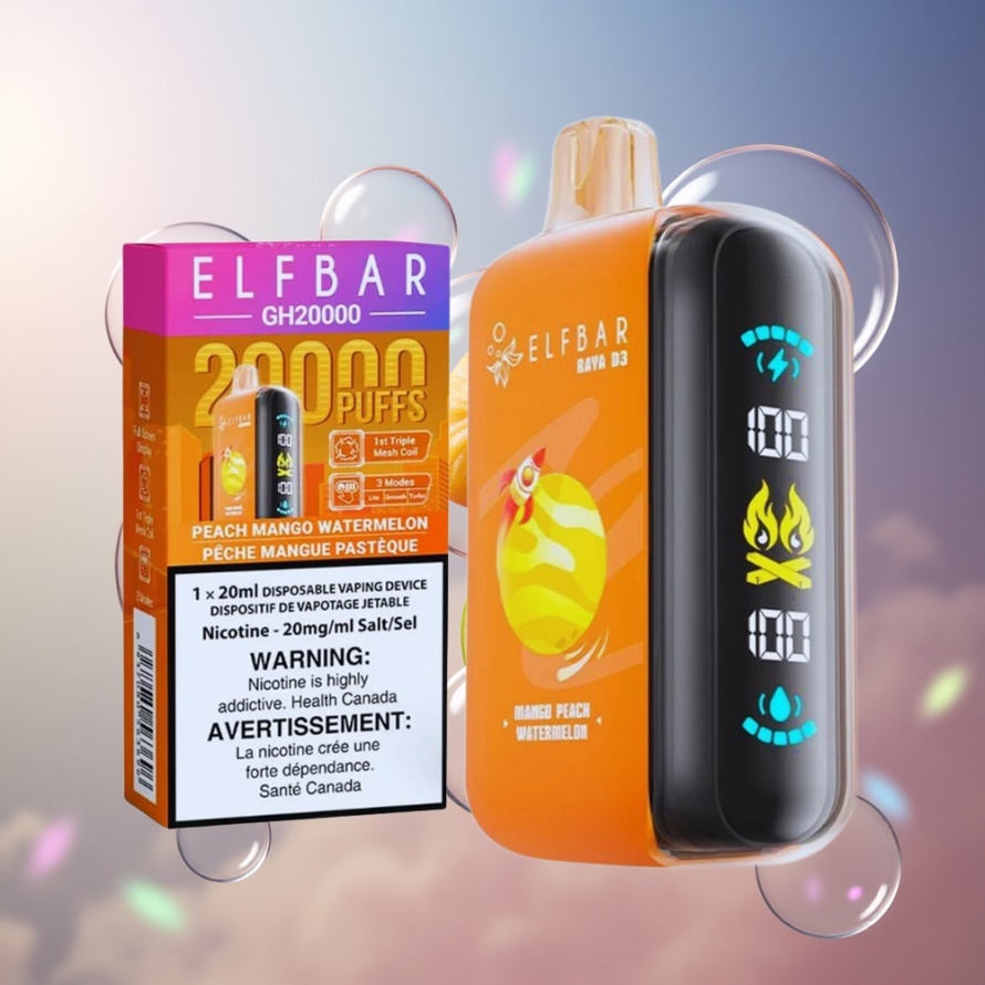 ELF BAR RAYA D3 25000 Puffs Svensk Grossist Engångsvape Mango Persika Vattenmelon 850mAh 23ml Type-C