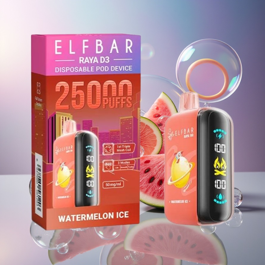 ELF BAR RAYA D3 25000 Puffs Svensk Grossist Engångsvape Vattenmelon Is 850mAh Type-C