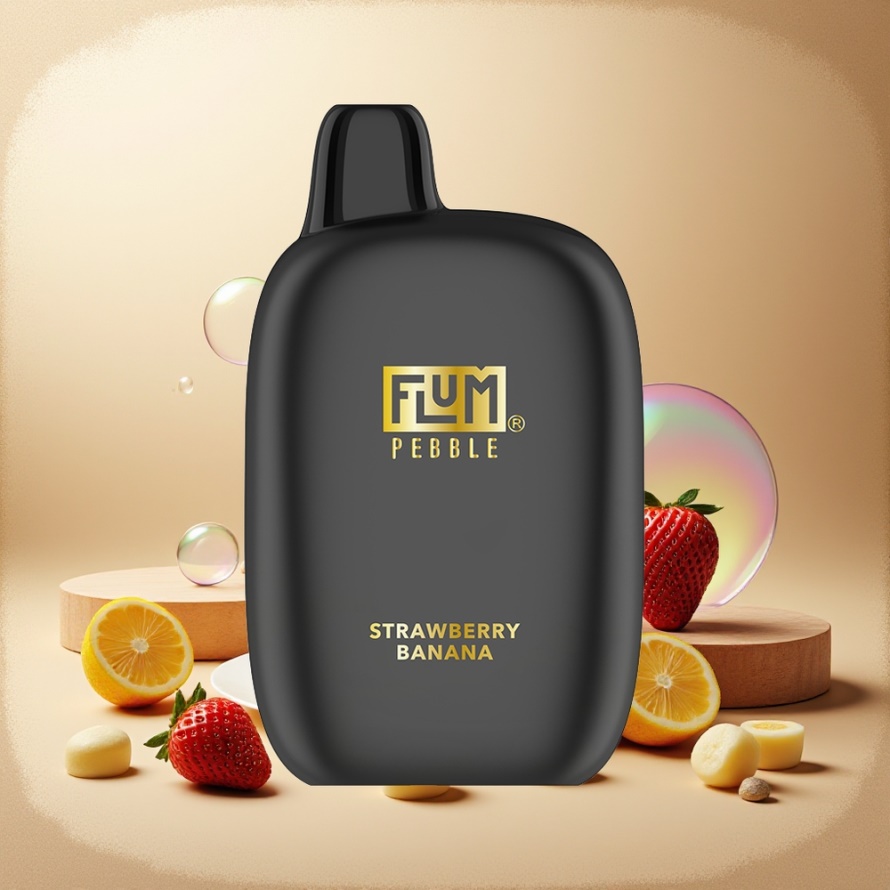 FLUM Pebble 6000 Puffs Engångs Vape Jordgubb Banan (10ml, 5% Nikotin, 500mAh, Mesh Coil, Type-C) svensk grossist