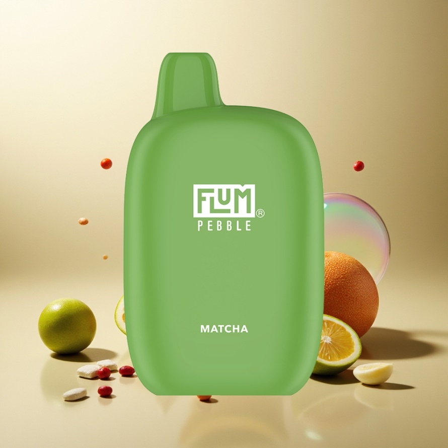 FLUM Pebble 6000 Puffs Engångs Vape Matcha med 10ml E-vätska, 5% Nikotin, 500mAh Batteri, Mesh Coil & Type-C Laddning - Svensk Grossist