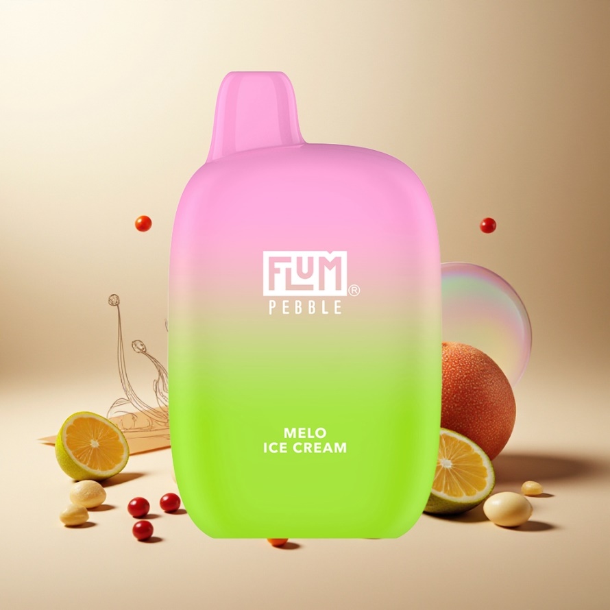 FLUM Pebble 6000 Puffs Engångs Vape Melo Glass (10ml, 5% Nikotin, 500mAh, Mesh Coil, Type-C) svensk grossist