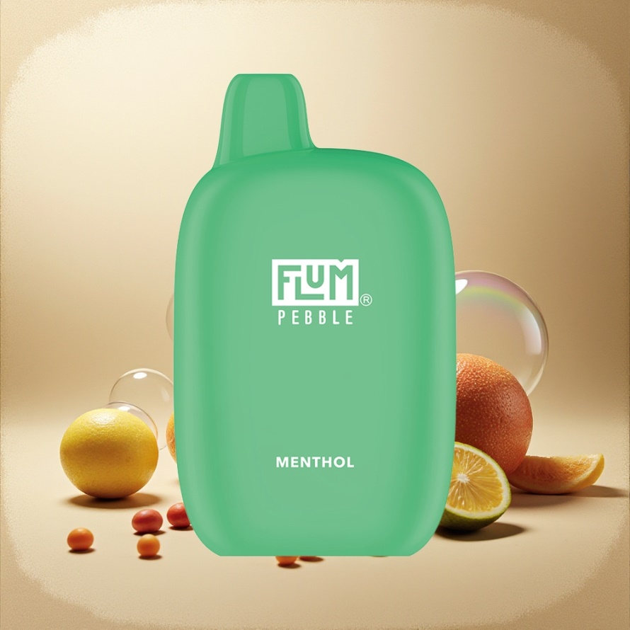 FLUM Pebble 6000 Puffs Engångs Vape Menthol med 10ml E-vätska, 5% Nikotin, 500mAh Batteri, Mesh Coil & Type-C Laddning - Svensk Grossist