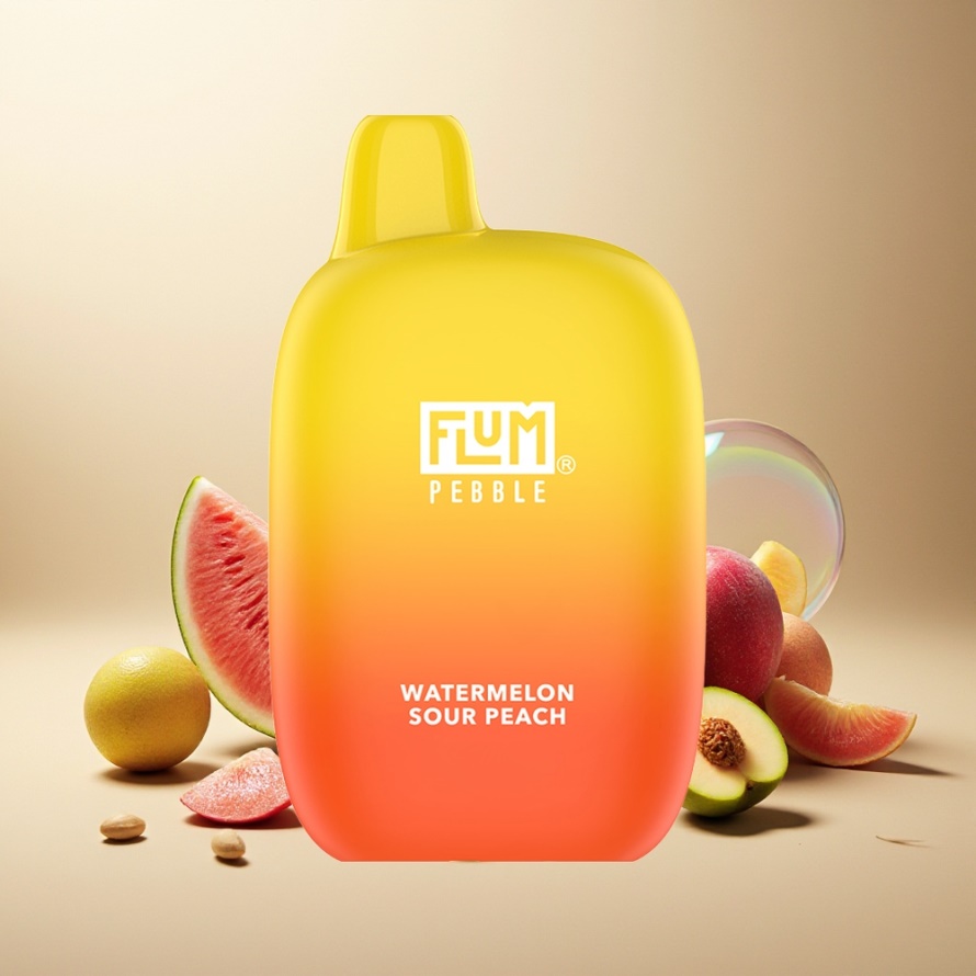 FLUM Pebble 6000 Puffs Engångs Vape Vattenmelon Sur Persika 10ml 5% Nikotin 500mAh Type-C Mesh Coil svensk grossist