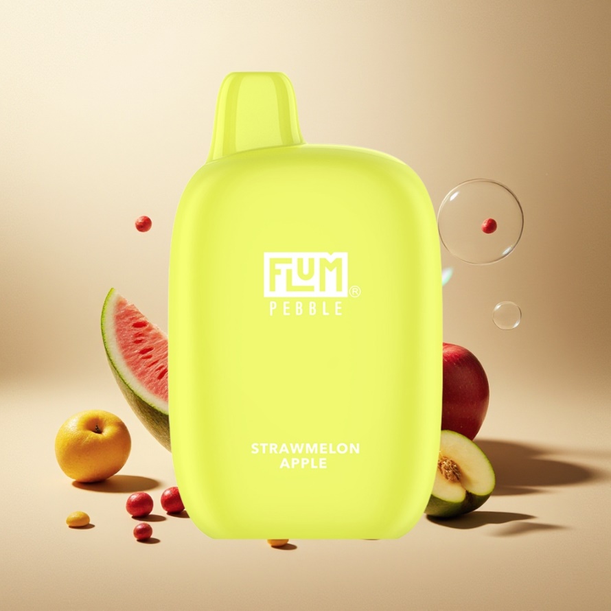 FLUM Pebble 6000 Puffs Svensk Grossist Engångs Vape Jordgubbsäpple med 10ml E-vätska, 5% Nikotin, 500mAh Batteri, Mesh Coil & Type-C-laddning
