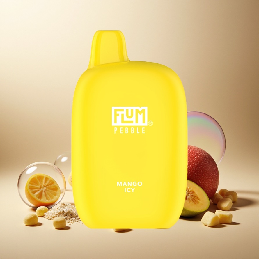 FLUM Pebble 6000 Puffs Svensk Grossist Engångs Vape Mango Isig 10ml 5% Nikotin Mesh Coil