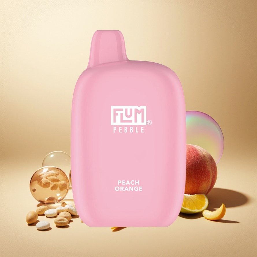 FLUM Pebble 6000 Puffs Svensk Grossist Engångs Vape Persika Apelsin 10ml 5% Nikotin 500mAh Mesh Coil Type-C