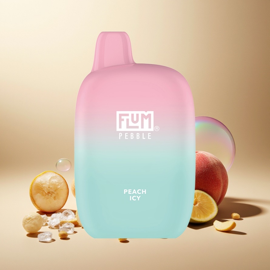 FLUM Pebble 6000 Puffs Svensk Grossist Engångs Vape Persika Is 10ml 5% Nikotin Mesh Coil Typ-C