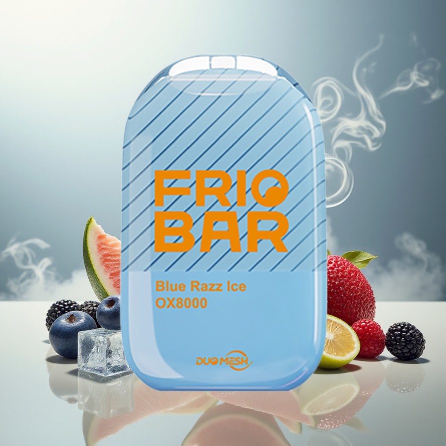 FRIOBAR OX8000 Engångsvape Blå Hallon Is 16mL 8000 puff svensk grossist