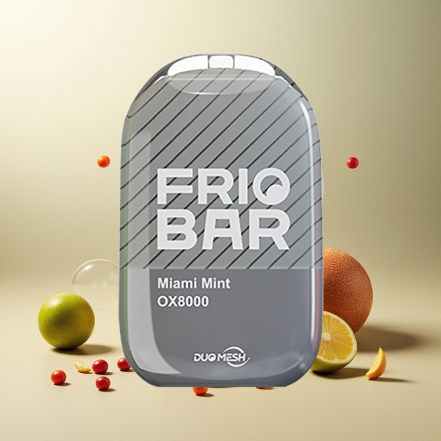 FRIOBAR OX8000 Engångsvape Miami Mynta 16mL 8000 puff svensk grossist USB-C 600mAh
