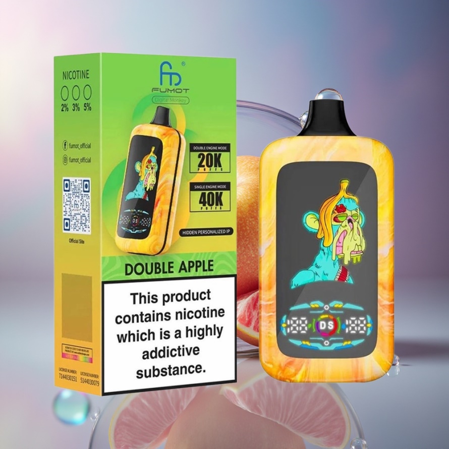 Fumot Digital Monkey 20000/40000 Svensk Grossist Engångs Vape Dubbel Äpple Dual Mesh Coil 850mAh Type-C