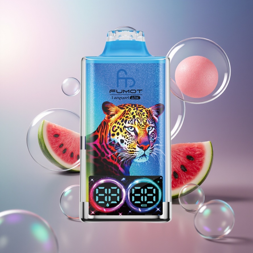 Fumot Leopard 40K Puffs Engångs Vape Vattenmelons Tuggummi 5% Nikotin, Dual Mesh, Type-C, svensk grossist