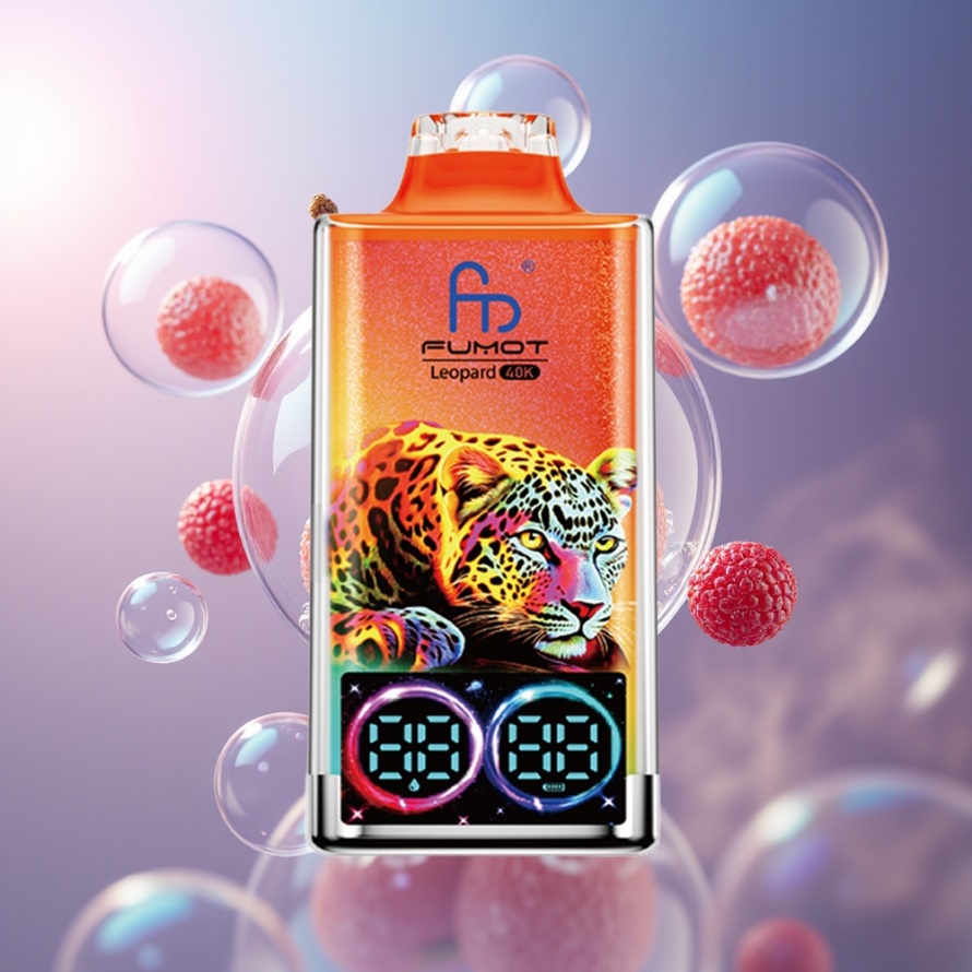 Fumot Leopard 40K Puffs Svensk Grossist Engångsvape Körsbärsis 5% Nikotin Dual Mesh 700mAh