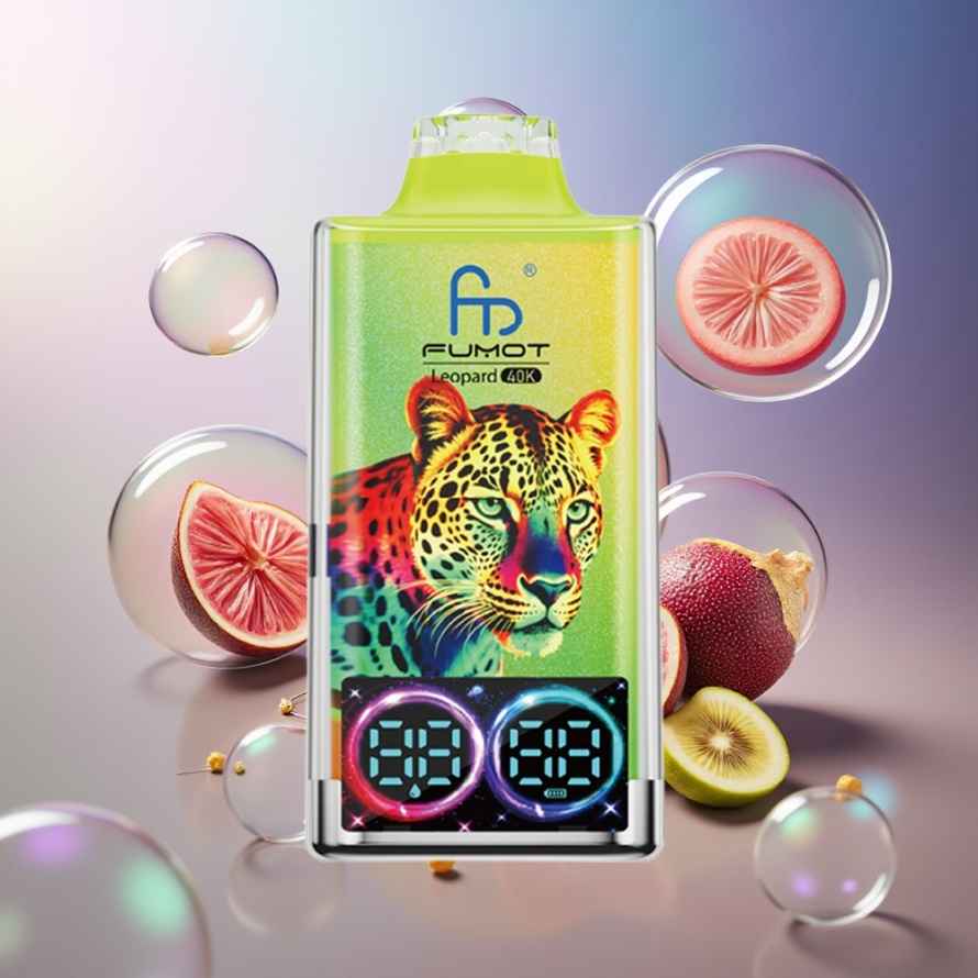 Fumot Leopard 40K Puffs Svensk Grossist Engångsvape Kiwi Passionfrukt Guava 5% Nikotin Dual Mesh 700mAh