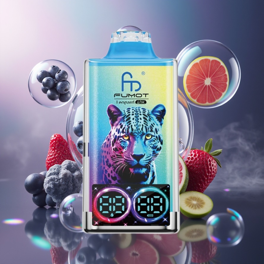 Fumot Leopard 40K Puffs Svensk Grossist Engångsvape Svart Drake Is 5% Nikotin Dual Mesh 700mAh Type-C