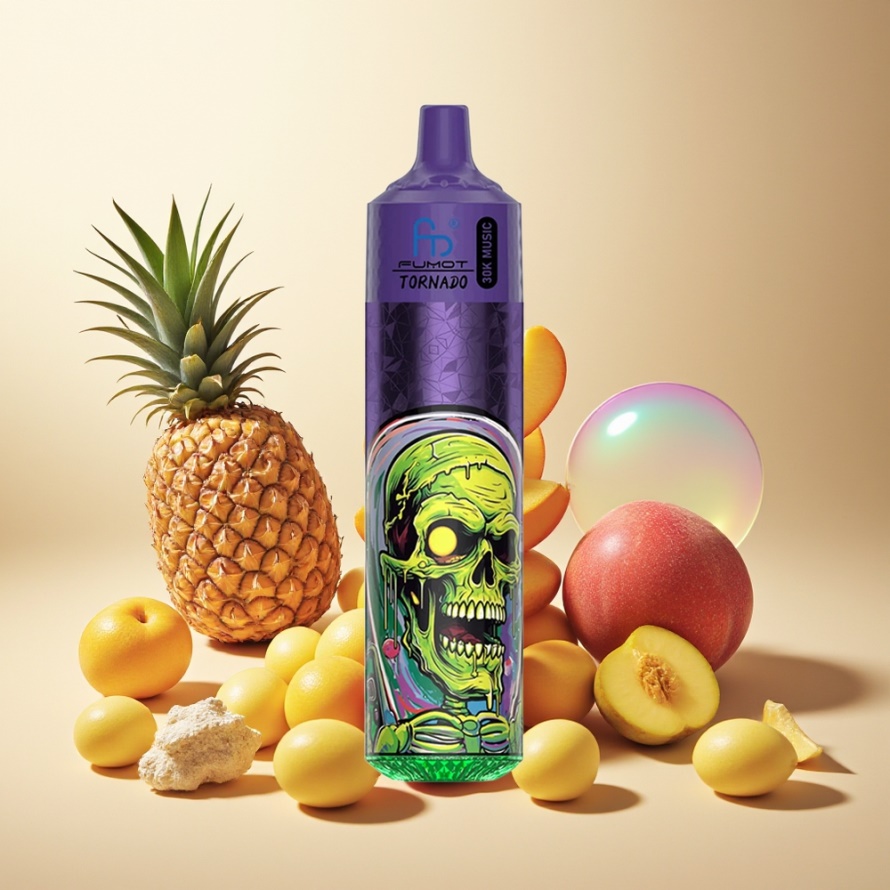 Fumot Randm Tornado 30000 Puffs Svensk Grossist 30mL 5% Nikotin 1.0 Ohm Persika Mango Ananas