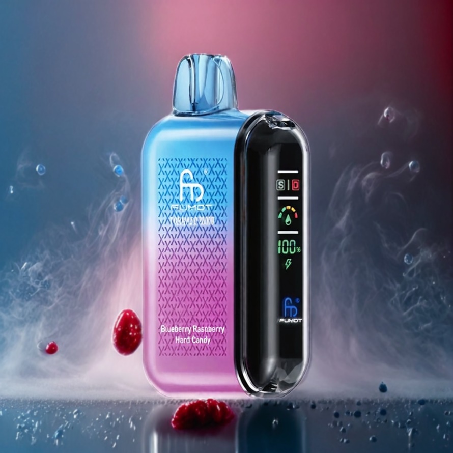 Fumot Tornado 20000 Puffs Svensk Grossist Disposable Vape Blåbär Hallon Hårdgodis med Dual Mesh Coil & Smart Display