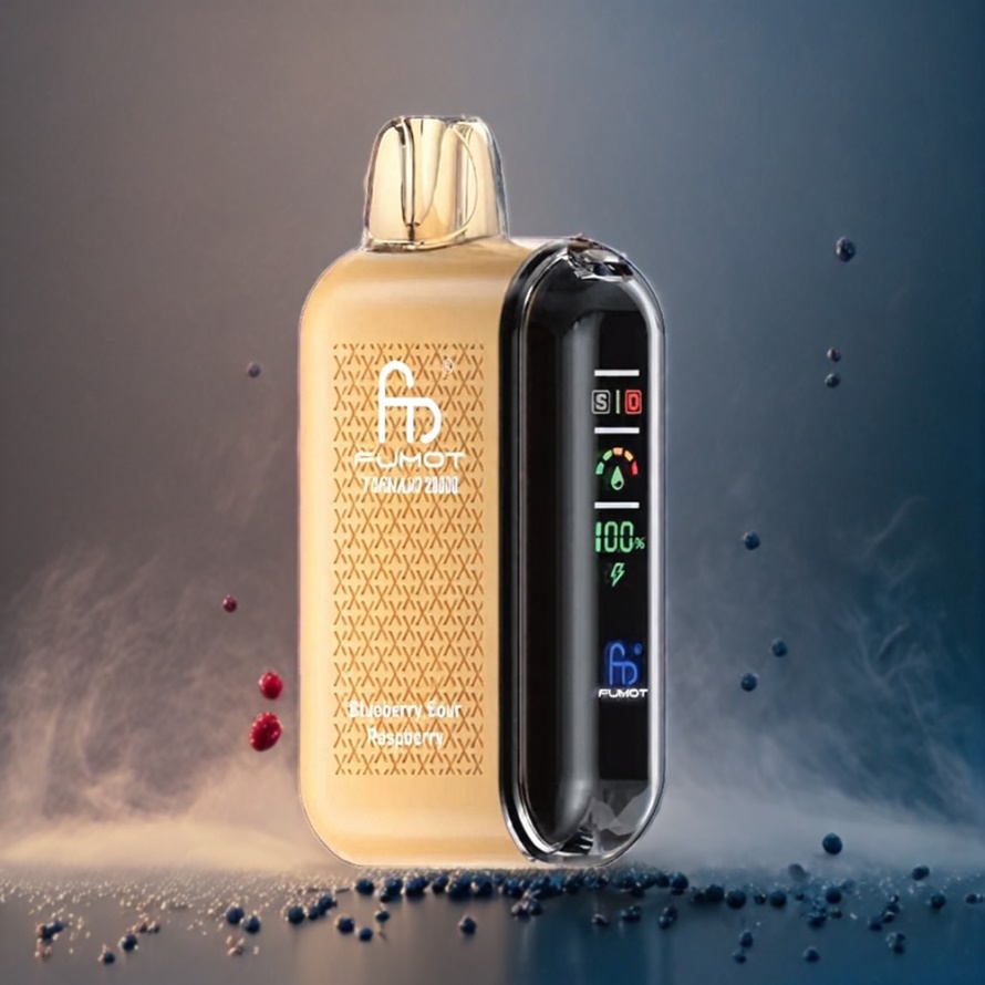 Fumot Tornado 20000 Puffs Svensk Grossist Disposable Vape Blåbär Sur Hallon med Dual Mesh Coil & Smart Display