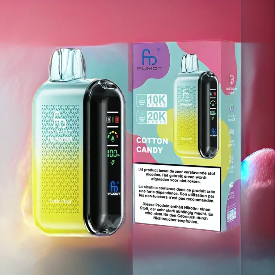 Fumot Tornado 20000 Puffs Svensk Grossist Disposable Vape Bomullsgodis Dual Mesh Coil 20ml 850mAh